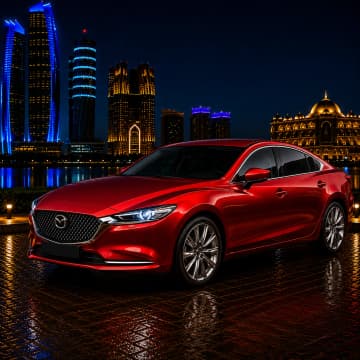 Red Mazda 6 2024 rental car in Abu Dhabi from Silver Arrow Car Rental