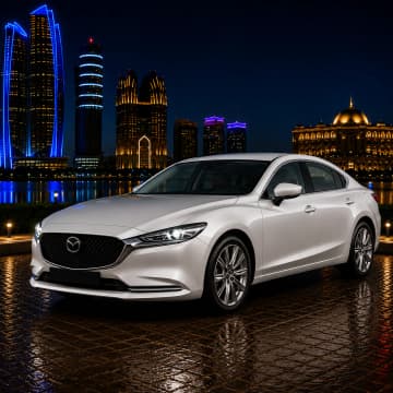 White Mazda 6 2024 for rent in Abu Dhabi from Silver Arrow Car Rental