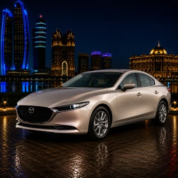 Beige Mazda 6 2025 rental car in Abu Dhabi from Silver Arrow Car Rental