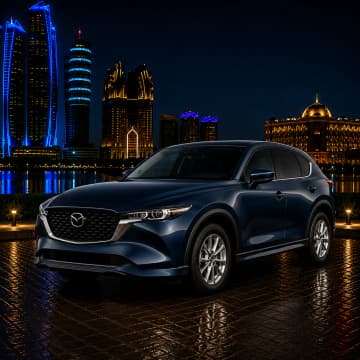 Blue Mazda CX-5 2025 SUV rental in Abu Dhabi from Silver Arrow Car Rental