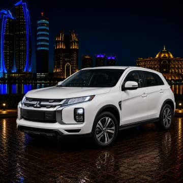 White Mitsubishi ASX 2025 SUV rental in Abu Dhabi from Silver Arrow Car Rental